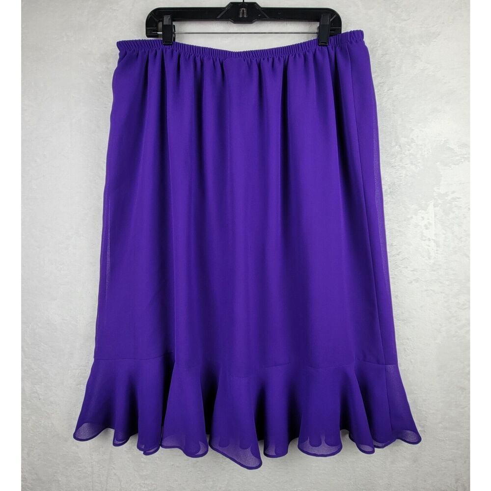 Fairycore Midi Lined Pull On Skirt Ruffle Hem Purple Sz 20W Whimsical Dressy